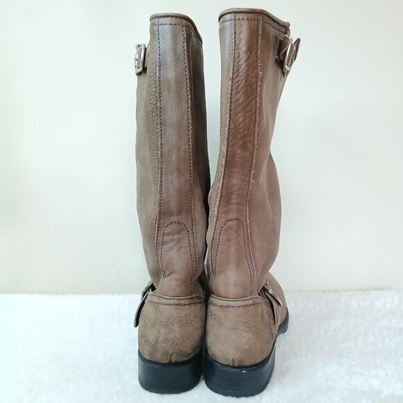 Frye Veronica Slouch Tumbled Leather Buckle Boots - Picture 5 of 10